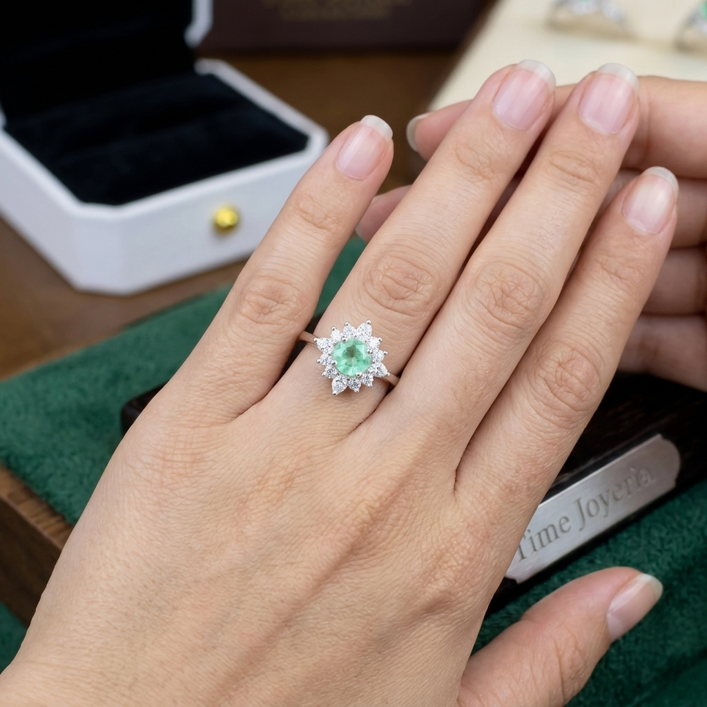 ANILLO FLOR PUNTO VERDE