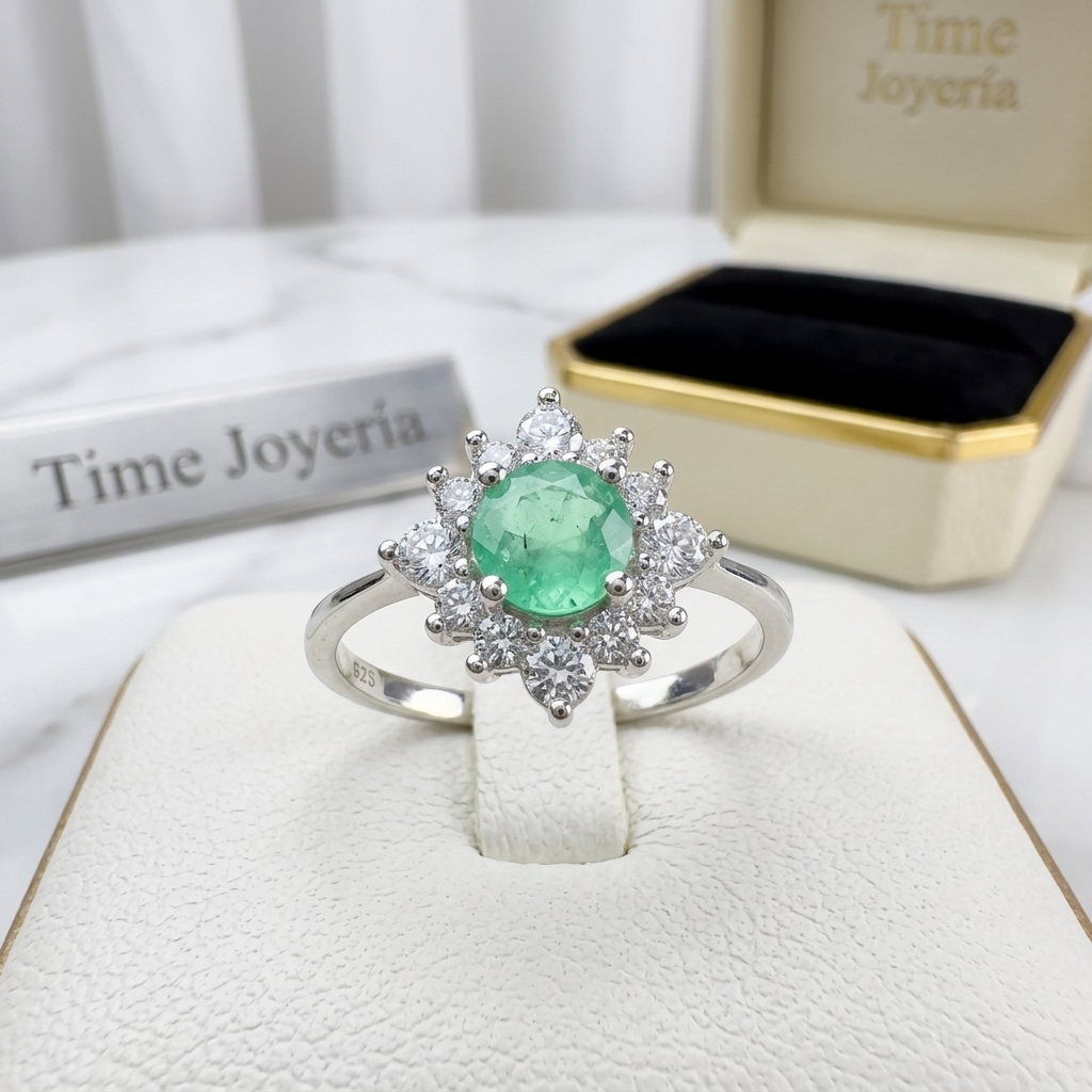 ANILLO FLOR PUNTO VERDE