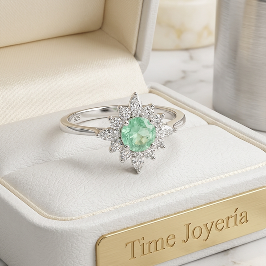 ANILLO FLOR PUNTO VERDE